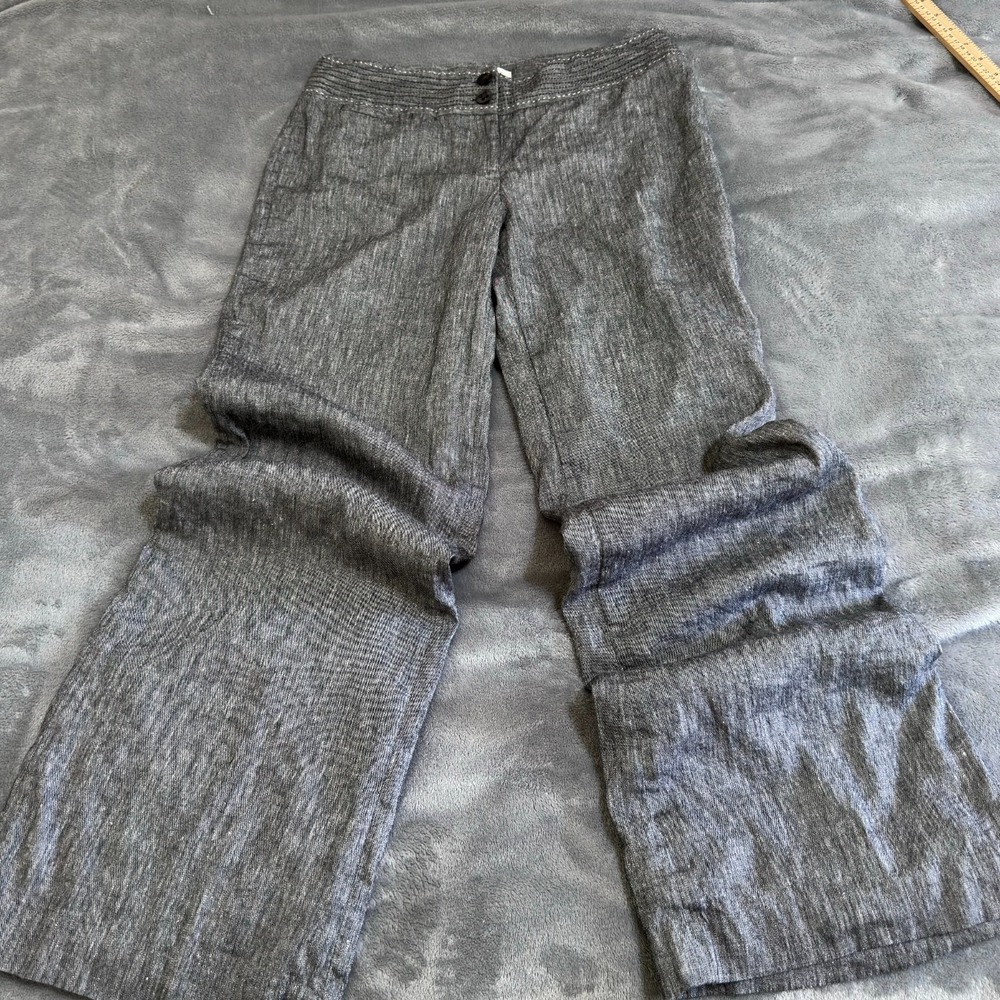 White House Black Market Linen Blend Pants Womens 6R Gray Wide Leg Lined WHBM